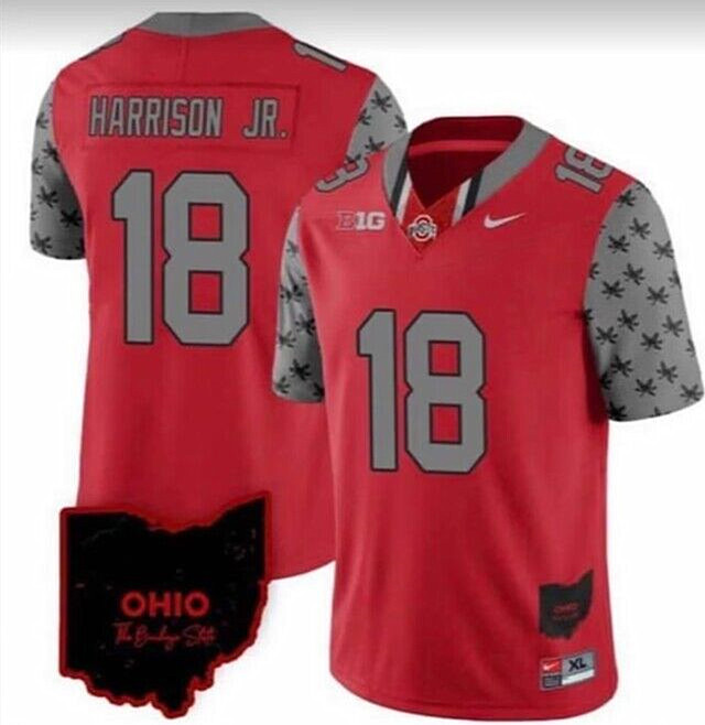 Men's Ohio State Buckeyes #18 Marvin Harrison JR. Red 2023 F.U.S.E. Limited Stitched Jersey